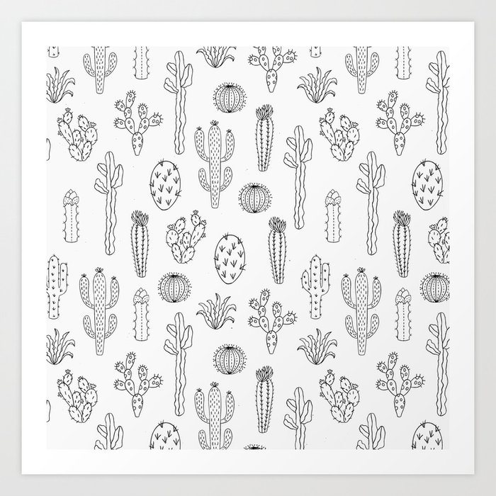 X-Large 28 x 20 Cactus Silhouette White and Black by Lavieclaire on Rectangular Pillow 